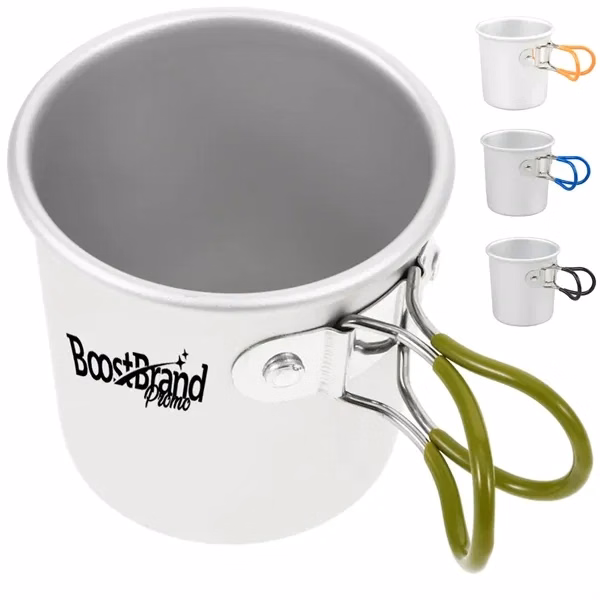 Custom 5 oz Aluminum Camping Mug with Folding Handle — Outdoor Adventure Gear
