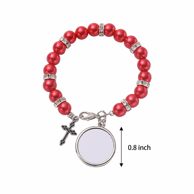 Heat Transfer Printed White Pearl Bracelet