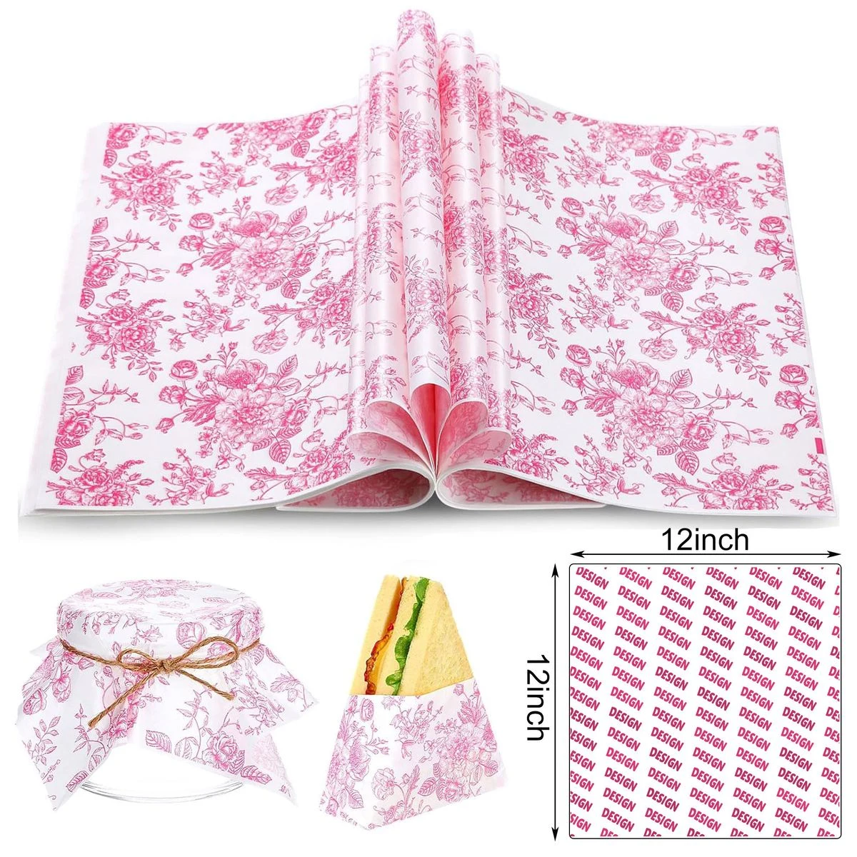 12" Grease Resistant Tray Liners Wrapping Paper 1