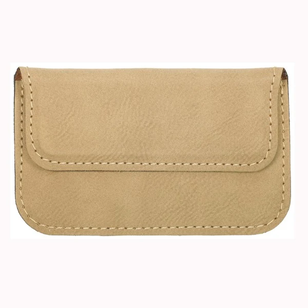 Leatherette Soft Case Business Card Holder - Dark Brown Screened 1