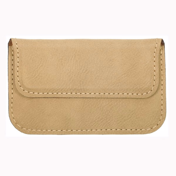 Leatherette Soft Case Business Card Holder - Dark Brown Screened