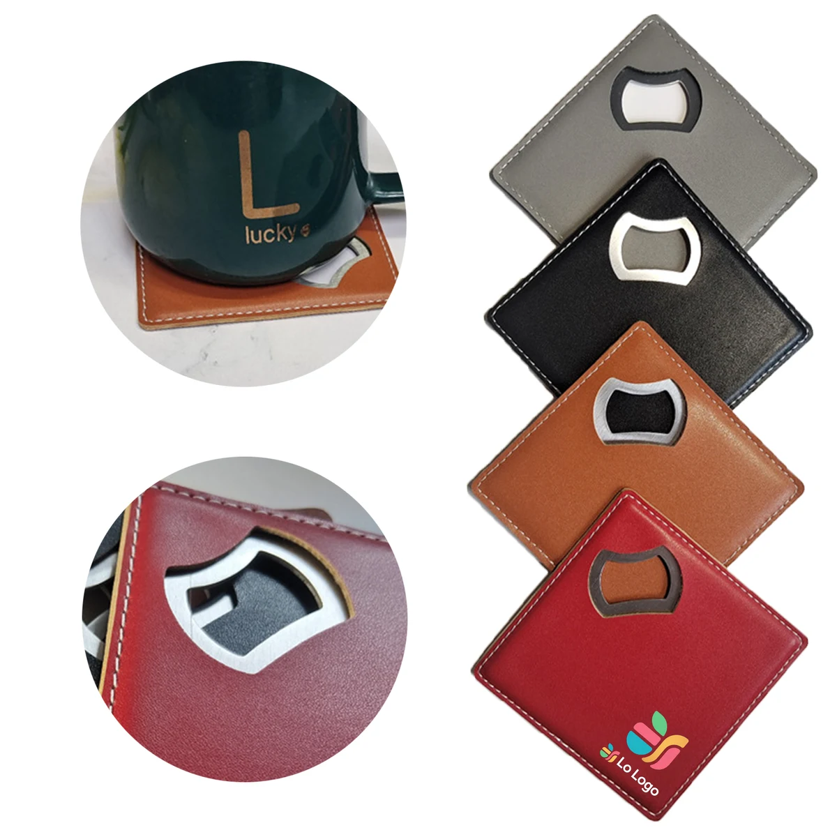 PU Leather Square Drink Coaster 1