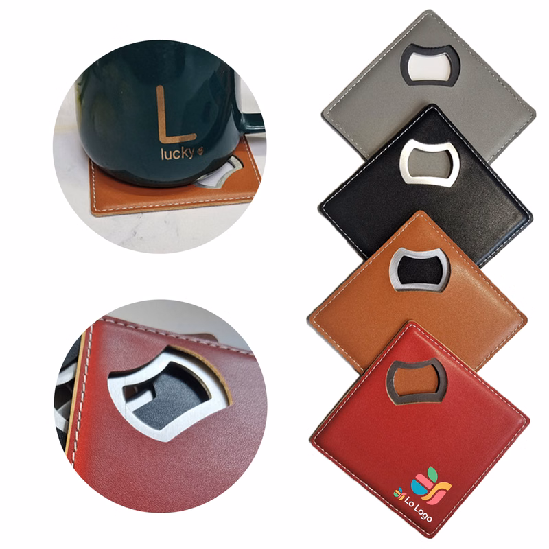 PU Leather Square Drink Coaster