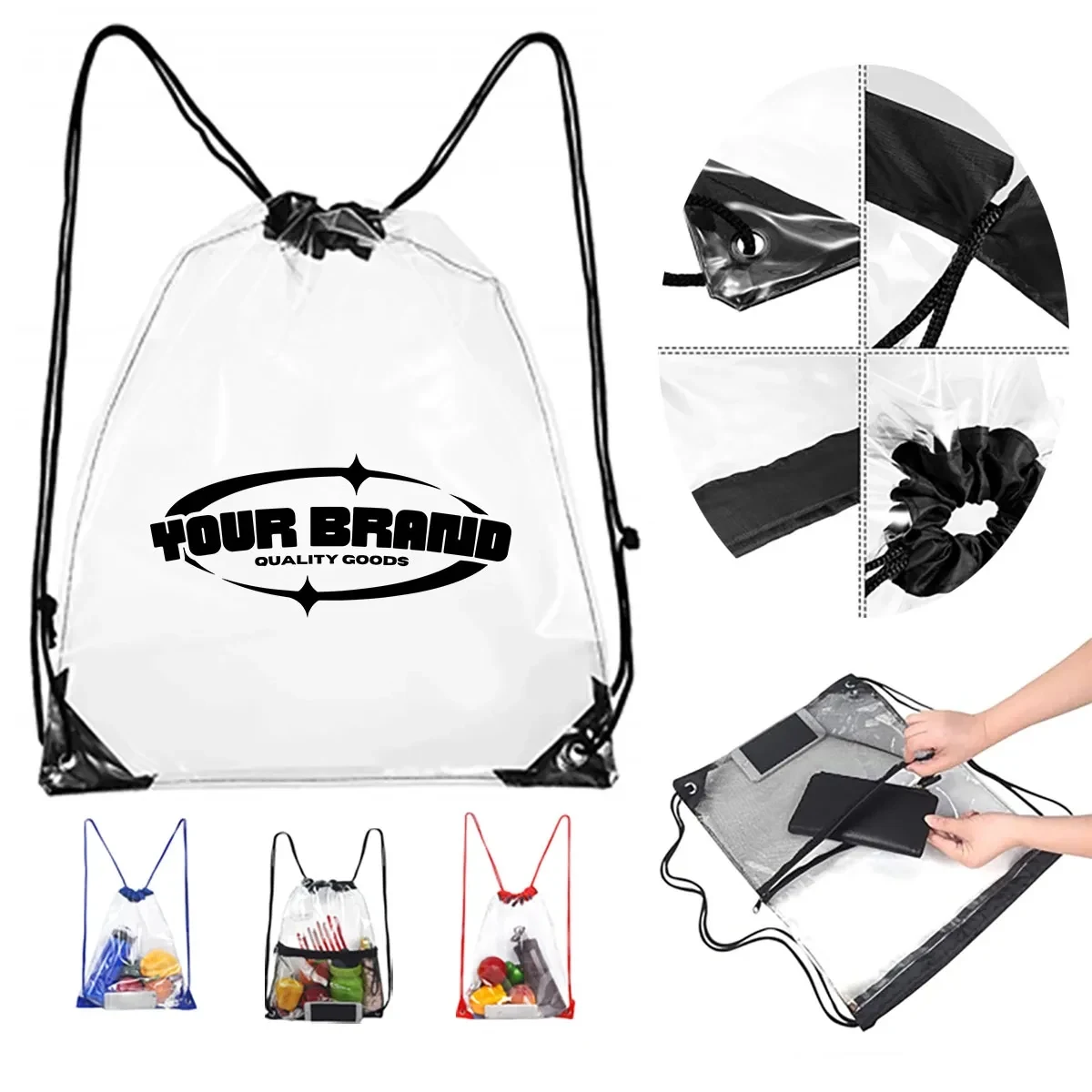 PVC Clear Drawstring Beach Backpack Stadium Approved Bag 1