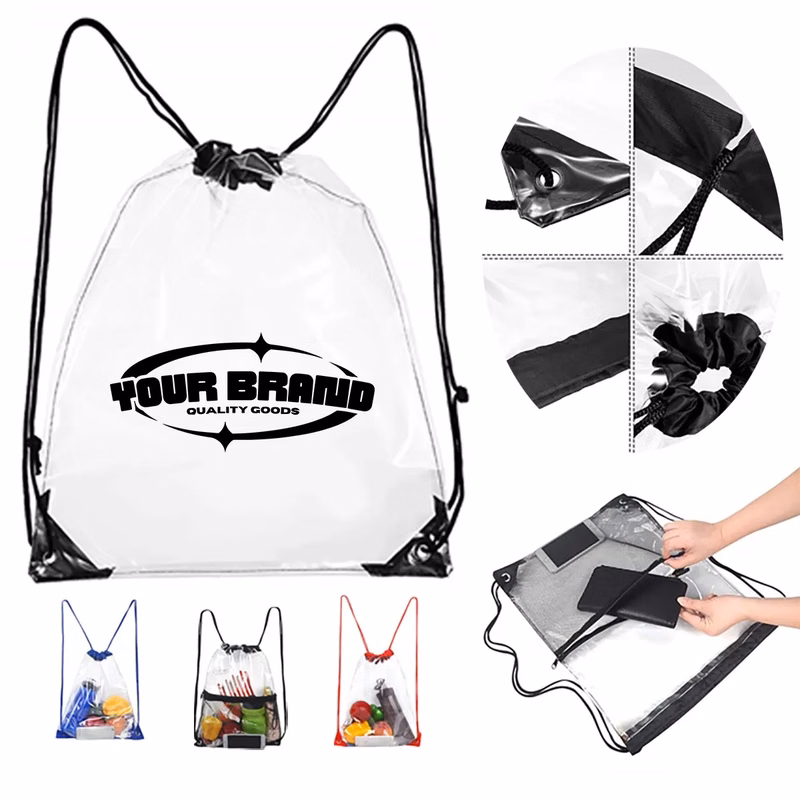 PVC Clear Drawstring Beach Backpack Stadium Approved Bag