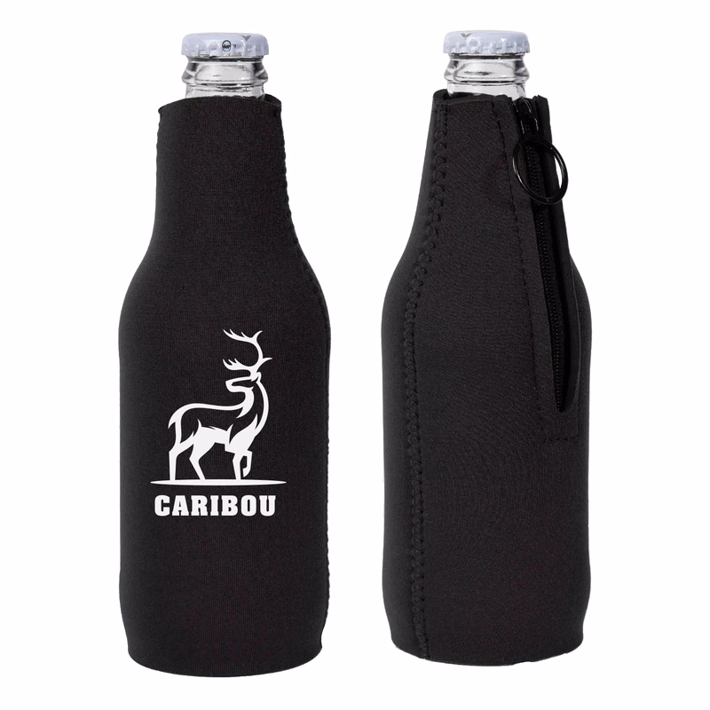 Neoprene Zipper Beer Bottle Cooler (1 Color Imprint)