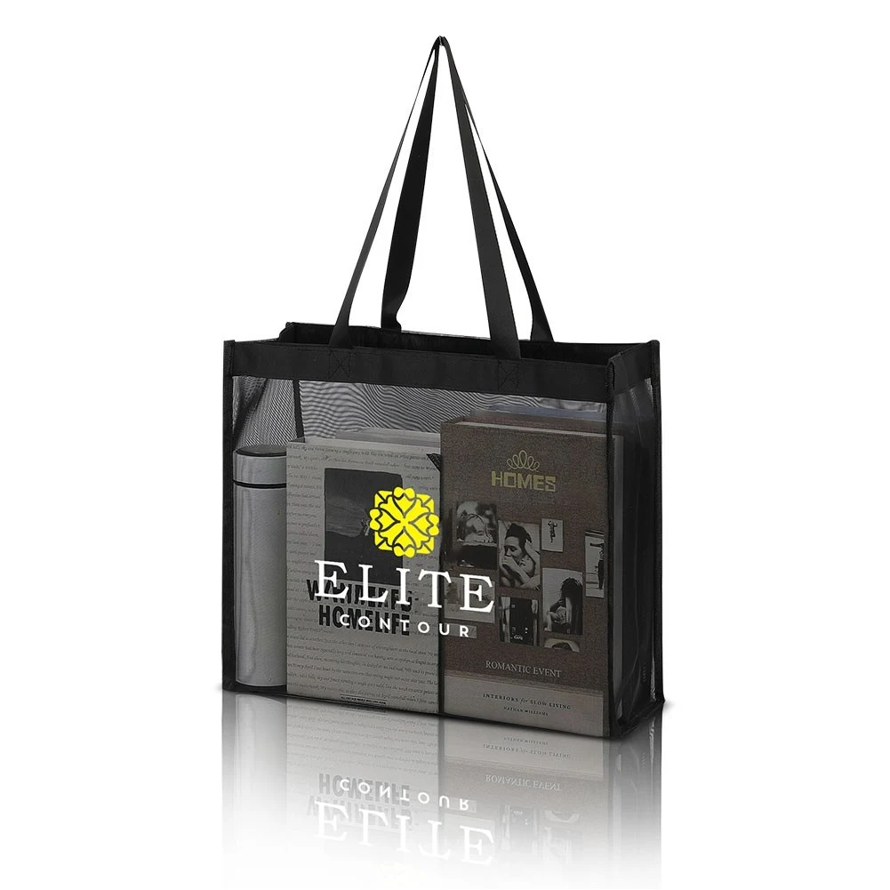 Reusable Large Mesh Tote Bag 13" X 16" X 6" 1
