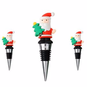 Festive PVC Tree Santa Claus Wine Cork Bottle Stopper