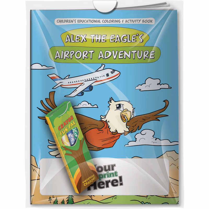 Combo Pack - CB1095 Coloring Book & 4-Pack of Crayons in a Poly Bag