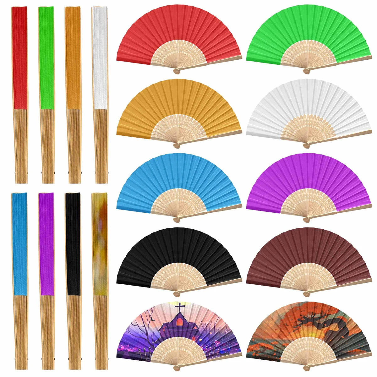 8" Folding Paper Hand Fan 1