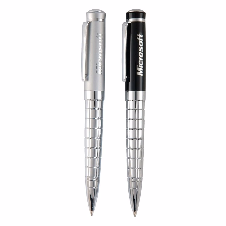 Chrome Barrel w/ Unique Cross Cut Ballpoint Pen