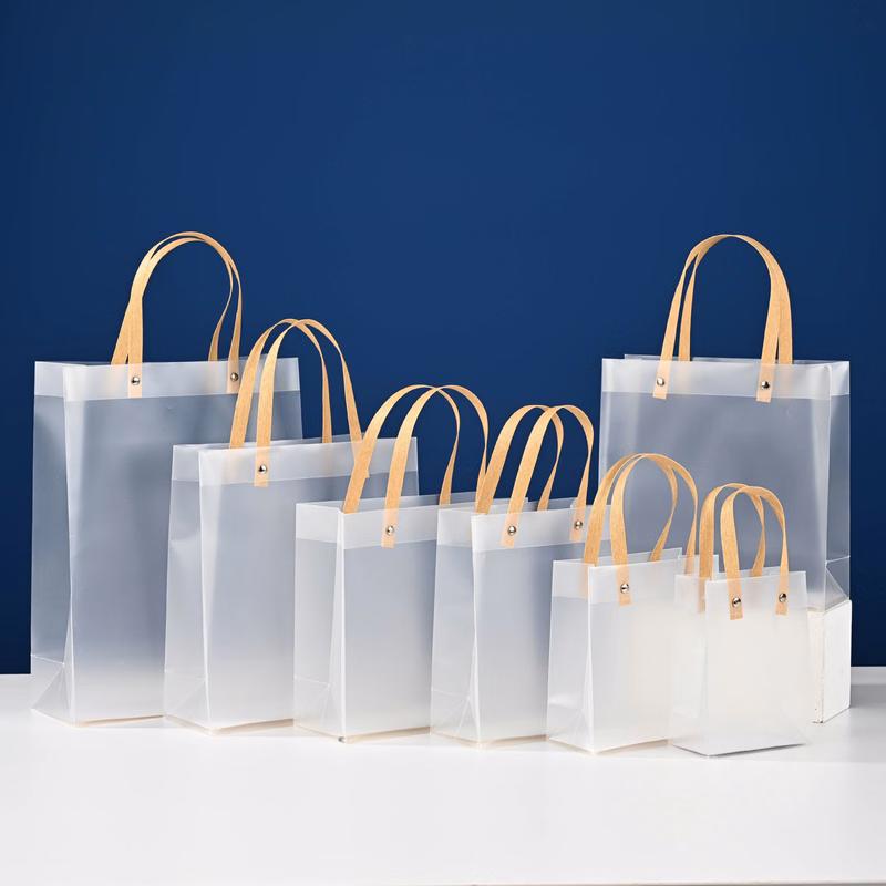 Transparent Plastic Shopping Bag Handle Retail Boutique