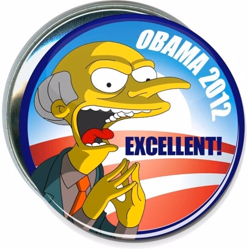Obama Logo 2012, Mr. Burns, Political Button