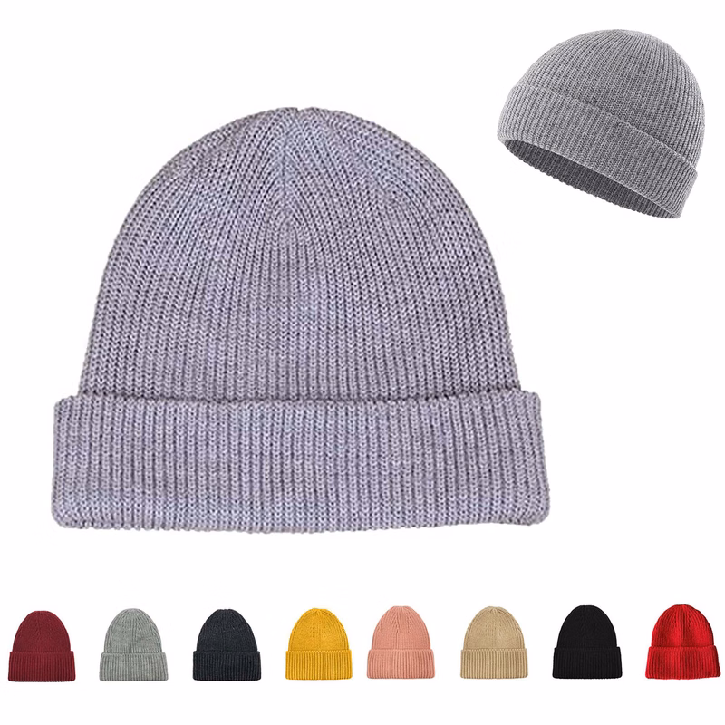 Unisex Cuffed Rib Knit Classic Beanie Hats
