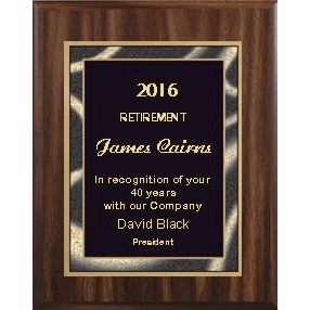 8" x 10" Walnut Finish Plaque with a Black Artist Plate