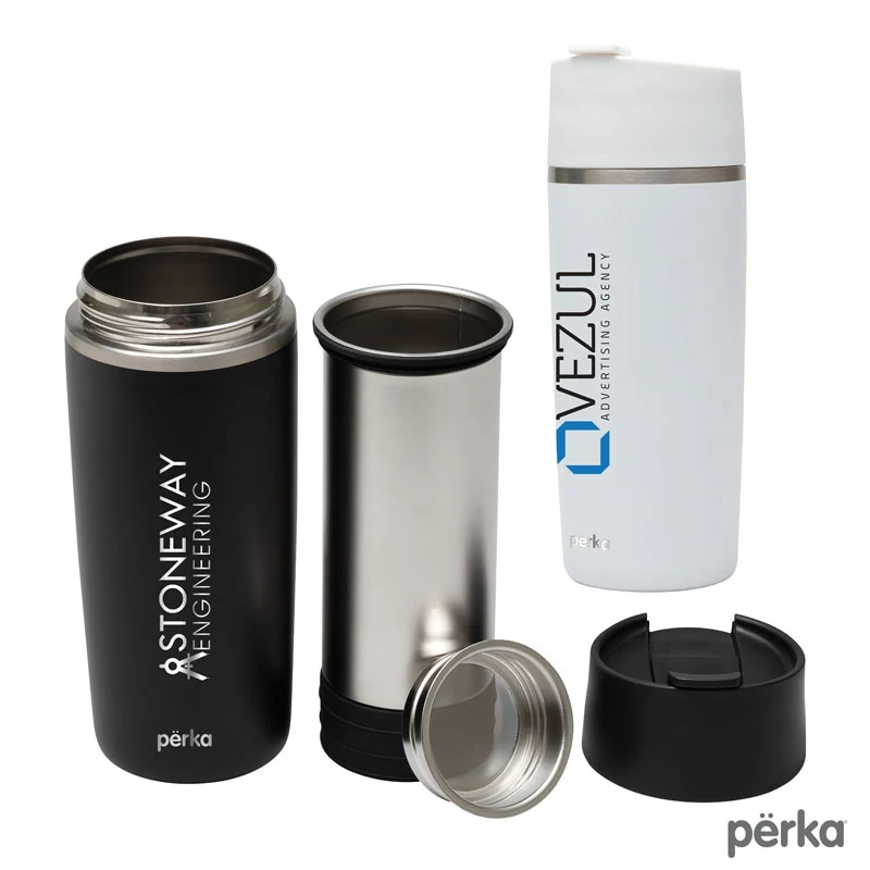 Perka® Macchiato 12 oz. Double Wall Coffee/Tea Press Tumbler 1