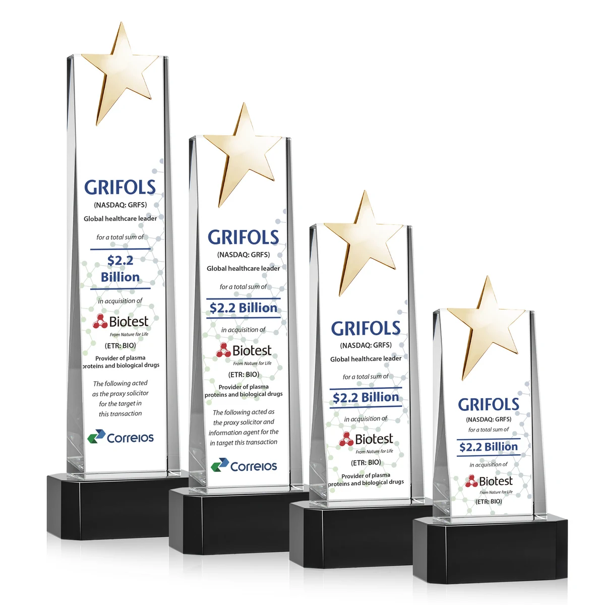 Fanshaw Gold Star VividPrint™ Award on Base - Black 1