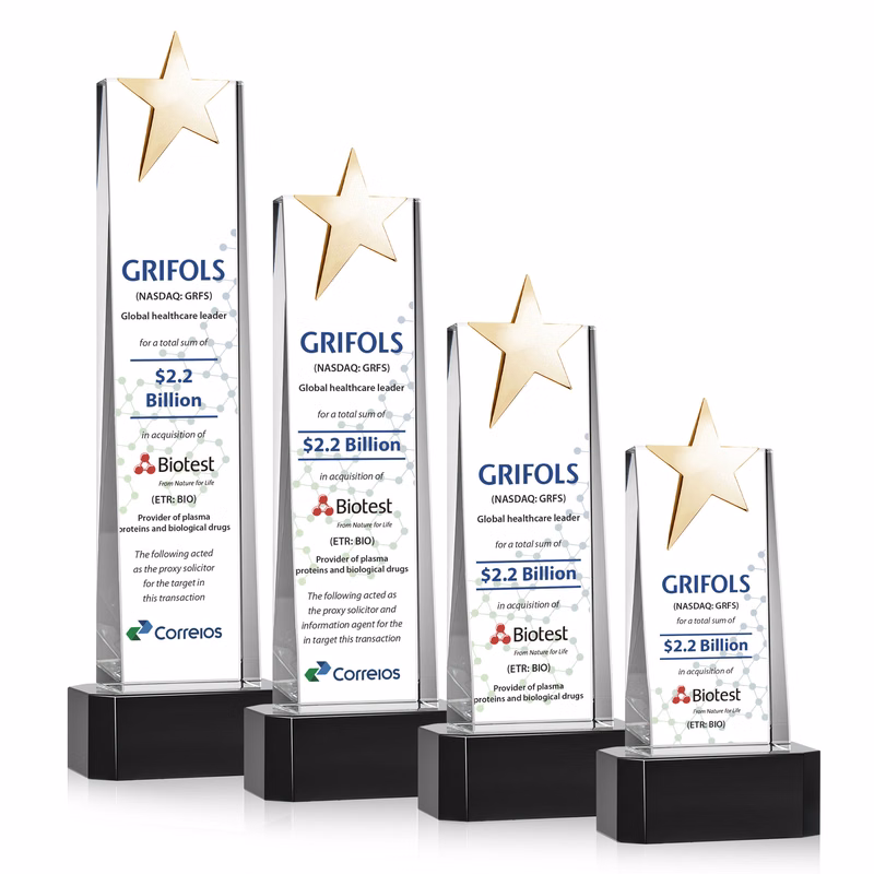 Fanshaw Gold Star VividPrint™ Award on Base - Black