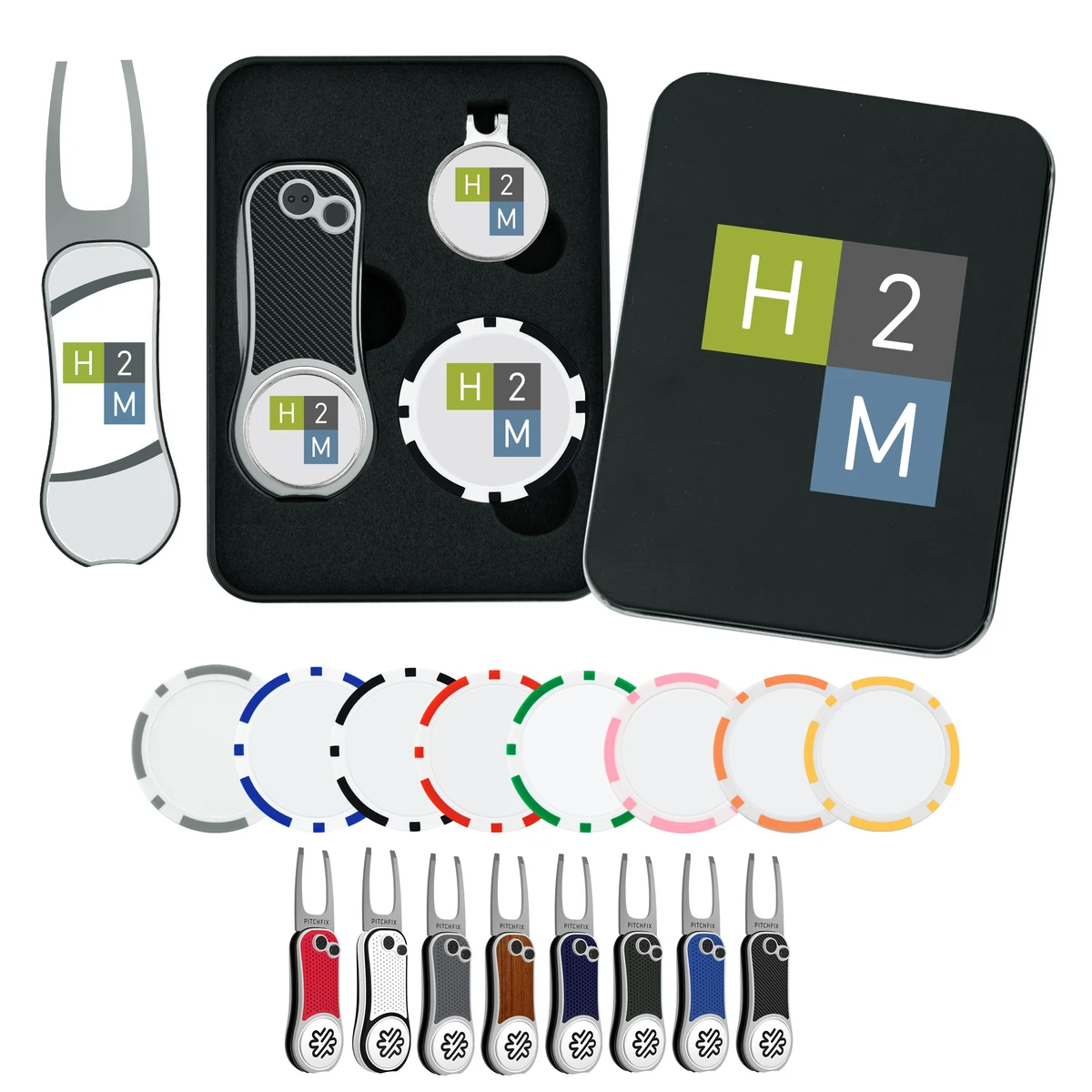 Pitchfix XL Golf Divot Tool Gift Set w/ Poker Chip 1