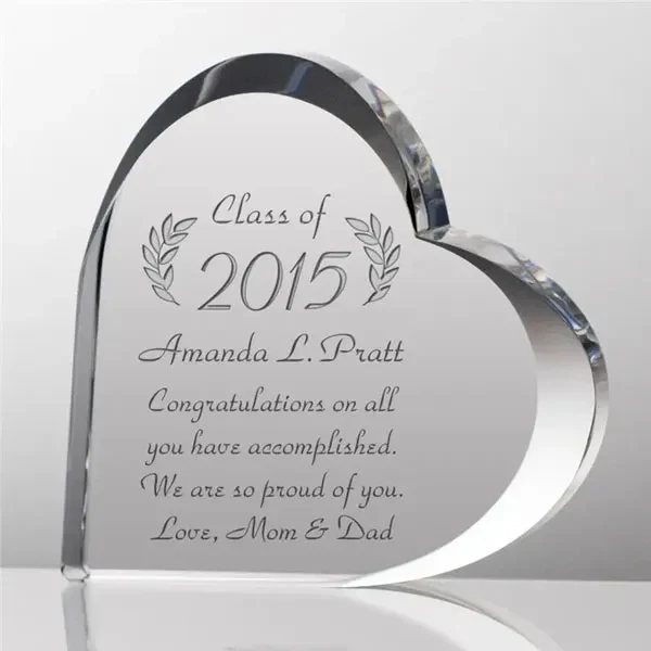 Personalized Beveled Heart Shaped Crystal Award 1
