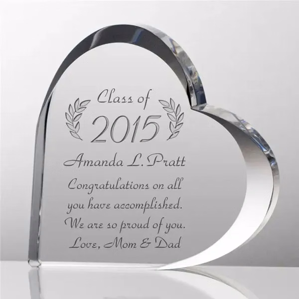 Personalized Beveled Heart Shaped Crystal Award