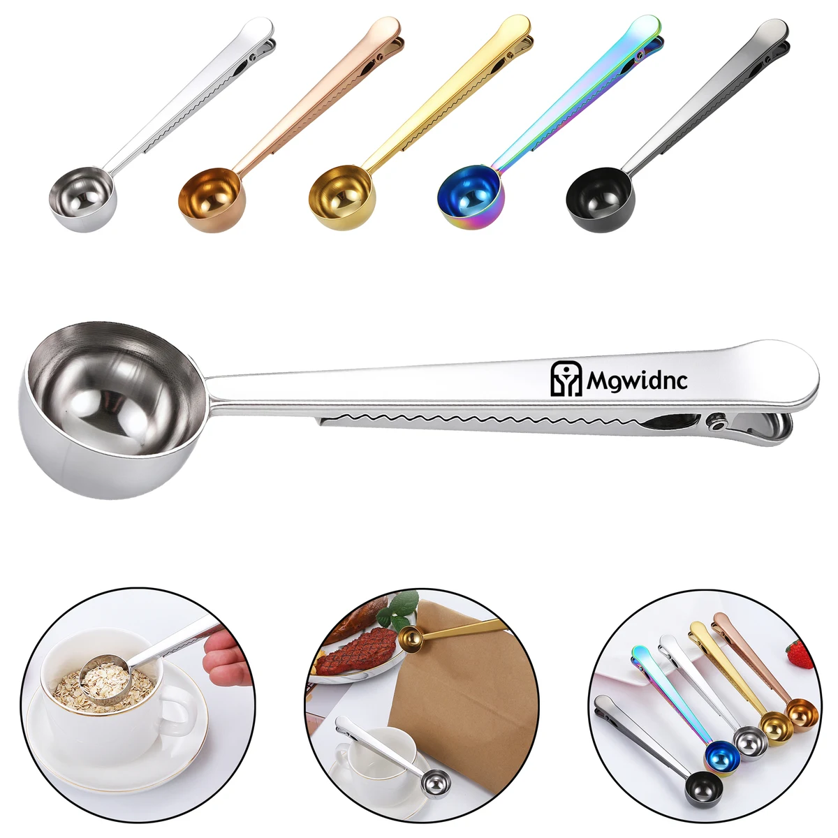 Stainless Steel Coffee Scoop Multi-Purpose Food Sealing Clip Measuring Spoon for Baking 1