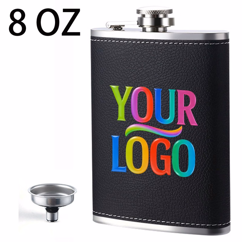 8oz Stainless Steel Leather Hip Flask