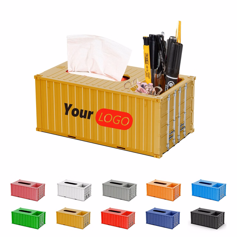 Novelty Shipping Container Model Pen Holder With Tissue Box