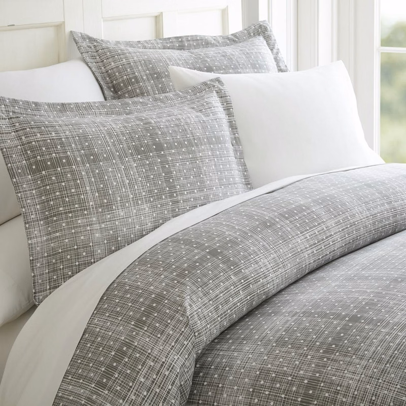 Duvet Cover Sets - Gray Polka Dot Queen 3 Piece