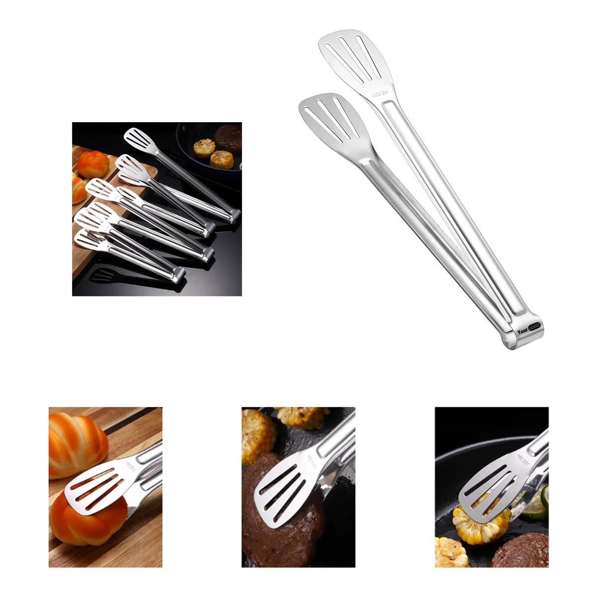 9.3 Inch Stainless Steel Kitchen Tongs 1