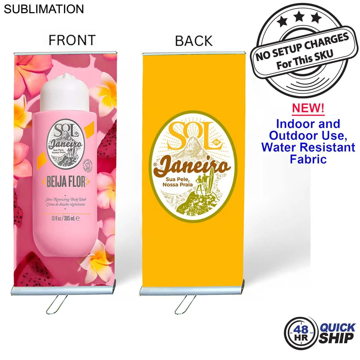 48Hr Quick Ship - Sublimated Heavy Fabric Premium Retractable Banner w/ Double sided Graphics 1