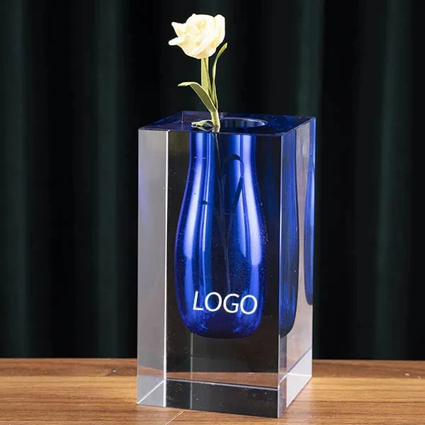 Colored inner double wall crystal bud vase 1