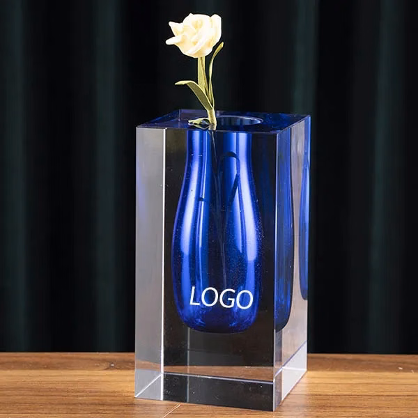 Colored inner double wall crystal bud vase