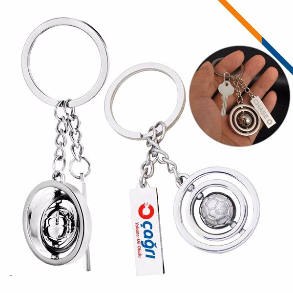 Custom Metal Soccer Ball Keyring with Laser Engraving — Sports Trade Show Giveaway
