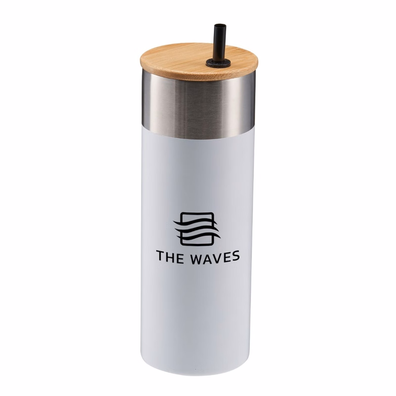 20 Oz. Stainless Steel Tumbler w/Bamboo Lid & Straw