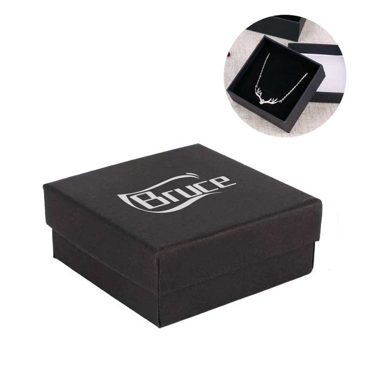 Black Cardboard Jewelry Gift Box with Sponge Cushion 1