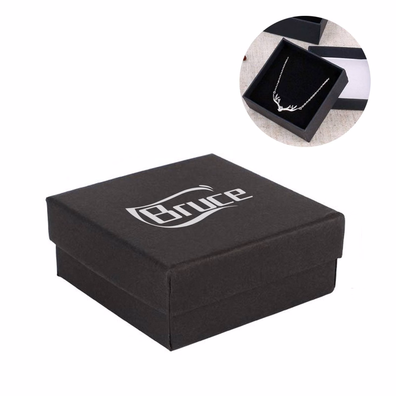 Black Cardboard Jewelry Gift Box with Sponge Cushion