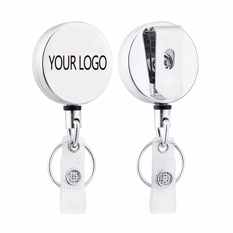 Metal Round Badge Reel With Belt Clip MOQ 100"