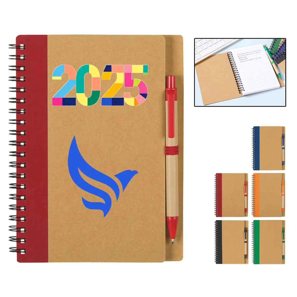 Classic Kraft Paper Notebook With Pen for Students 5" x 4.4" 1