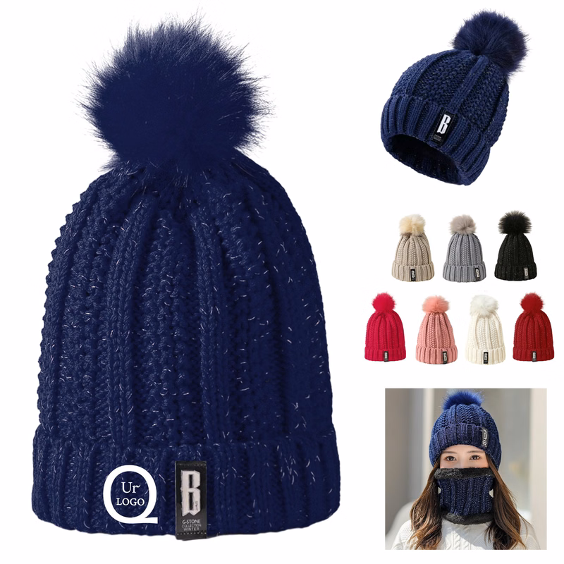 Winter Knitted Hairball Hat