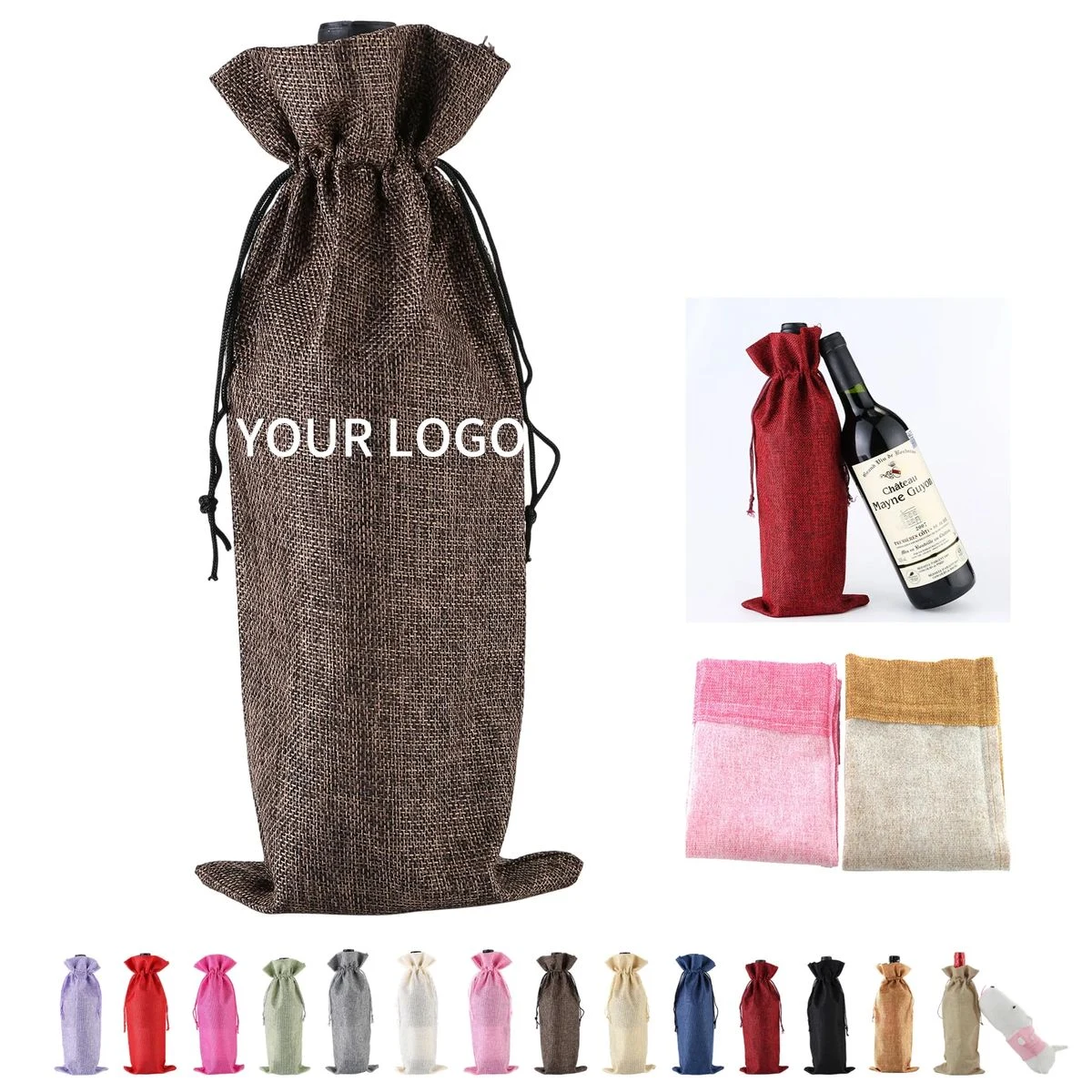 Reusable Jute Wine Bottle Bag for Events and Parties 1