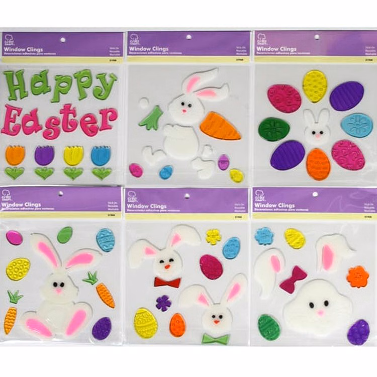Easter Window Clings - Gel Assorted Designs Multicolored
