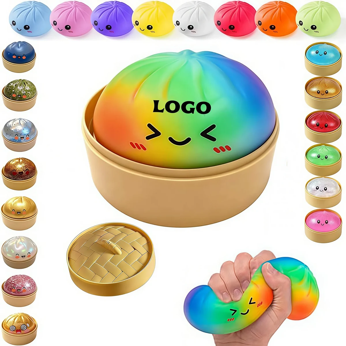 Cute Colorful Glitter Dumpling Squishy Squeeze Toy 1