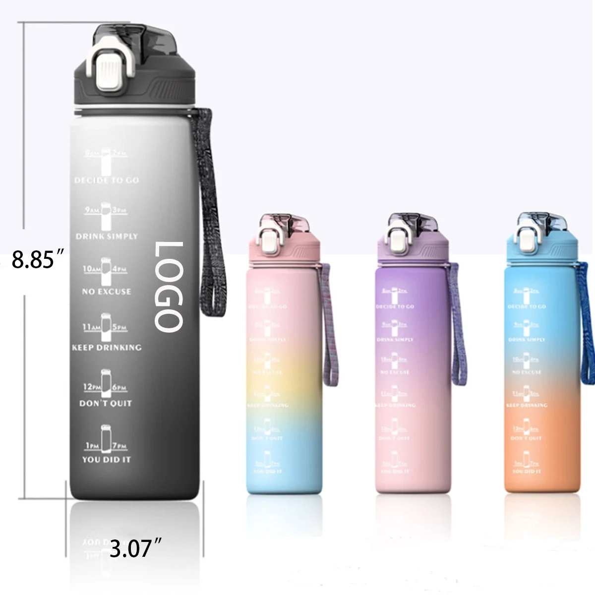 32Oz Fitness Water Bottle With Time Marker And Straw 1