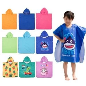 Kids Microfiber Summer Beach Poncho Cape Towel 1