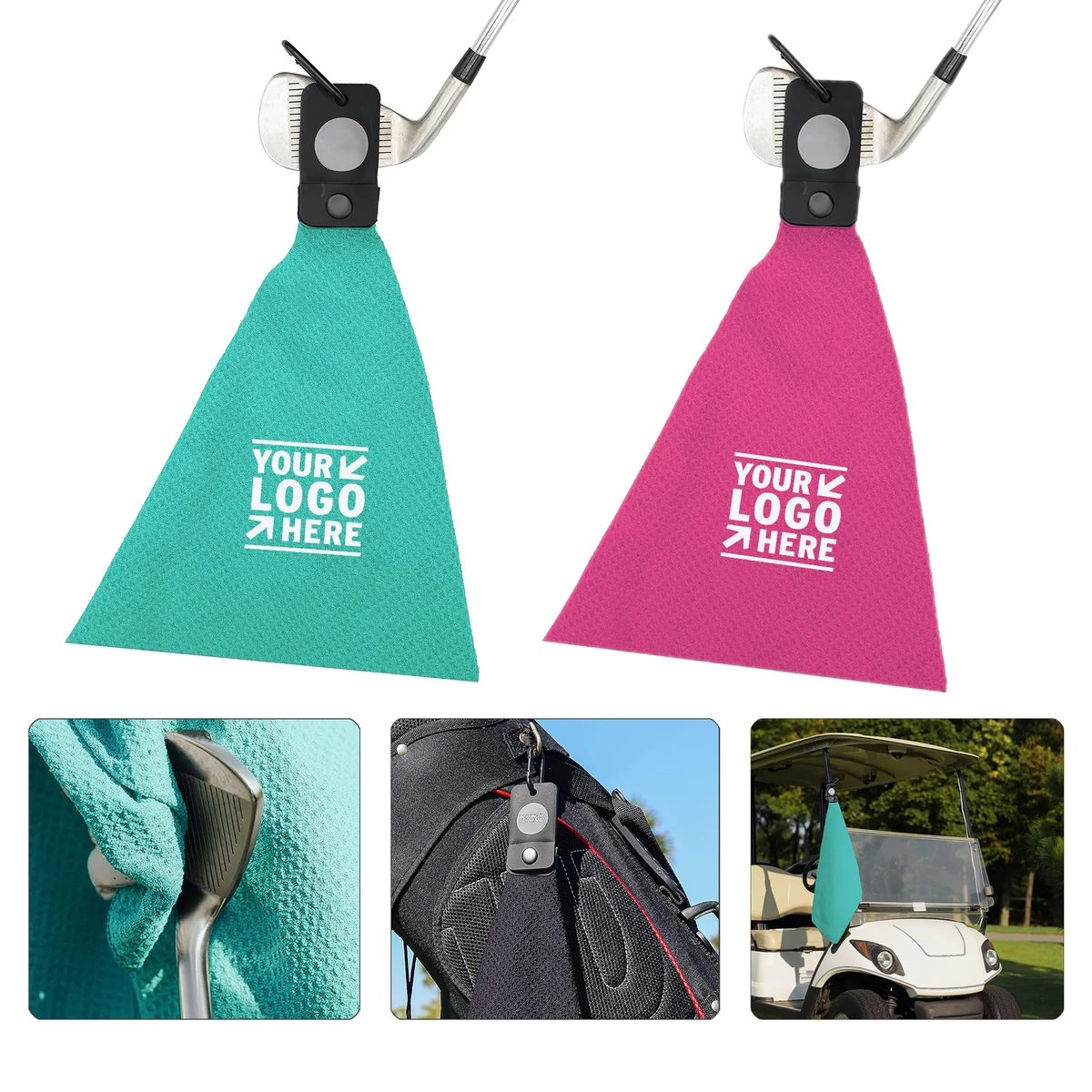 Men Women Industrial Strength Magnetic Waffle Weave Microfiber Golf Towel With Carabiner Clip 1