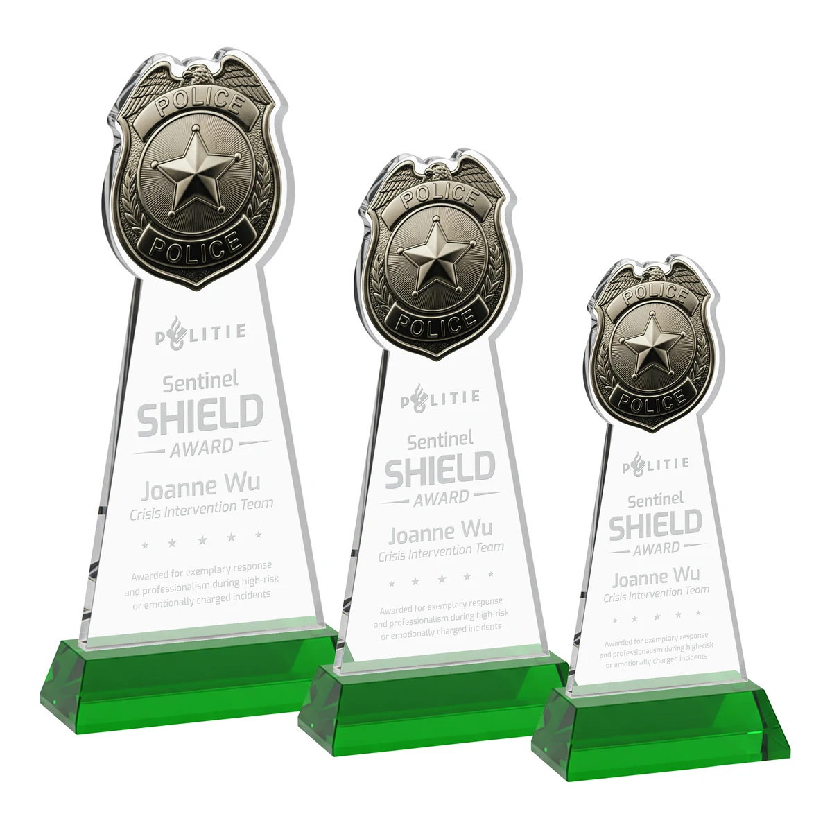 Police Badge Award on Hartford Base - Green 1