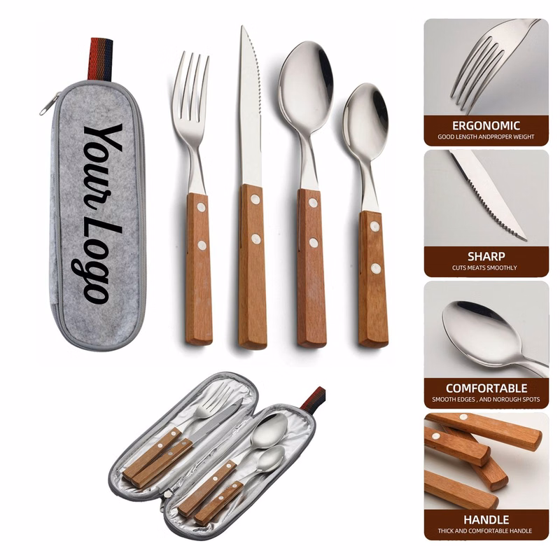 Wood Handle Stainless Steel Utensil Set