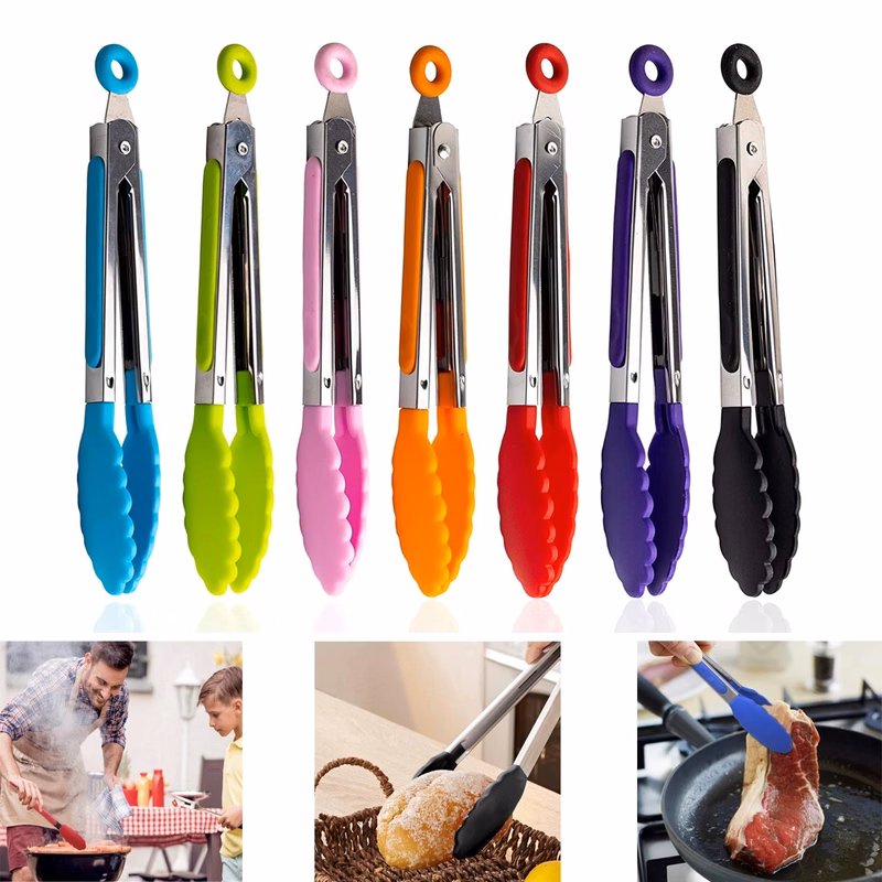 7 Inch Multi-Colors Silicone Kitchen Tongs