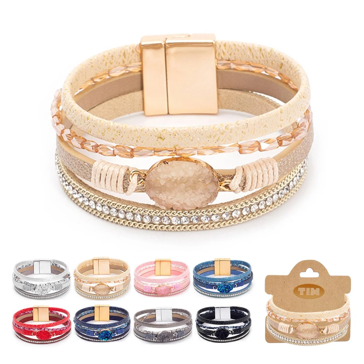 Bohemian Leather Crystal Bracelets 1